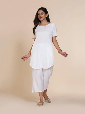 Abhishti cotton silk high-low kurta with back key hole detail