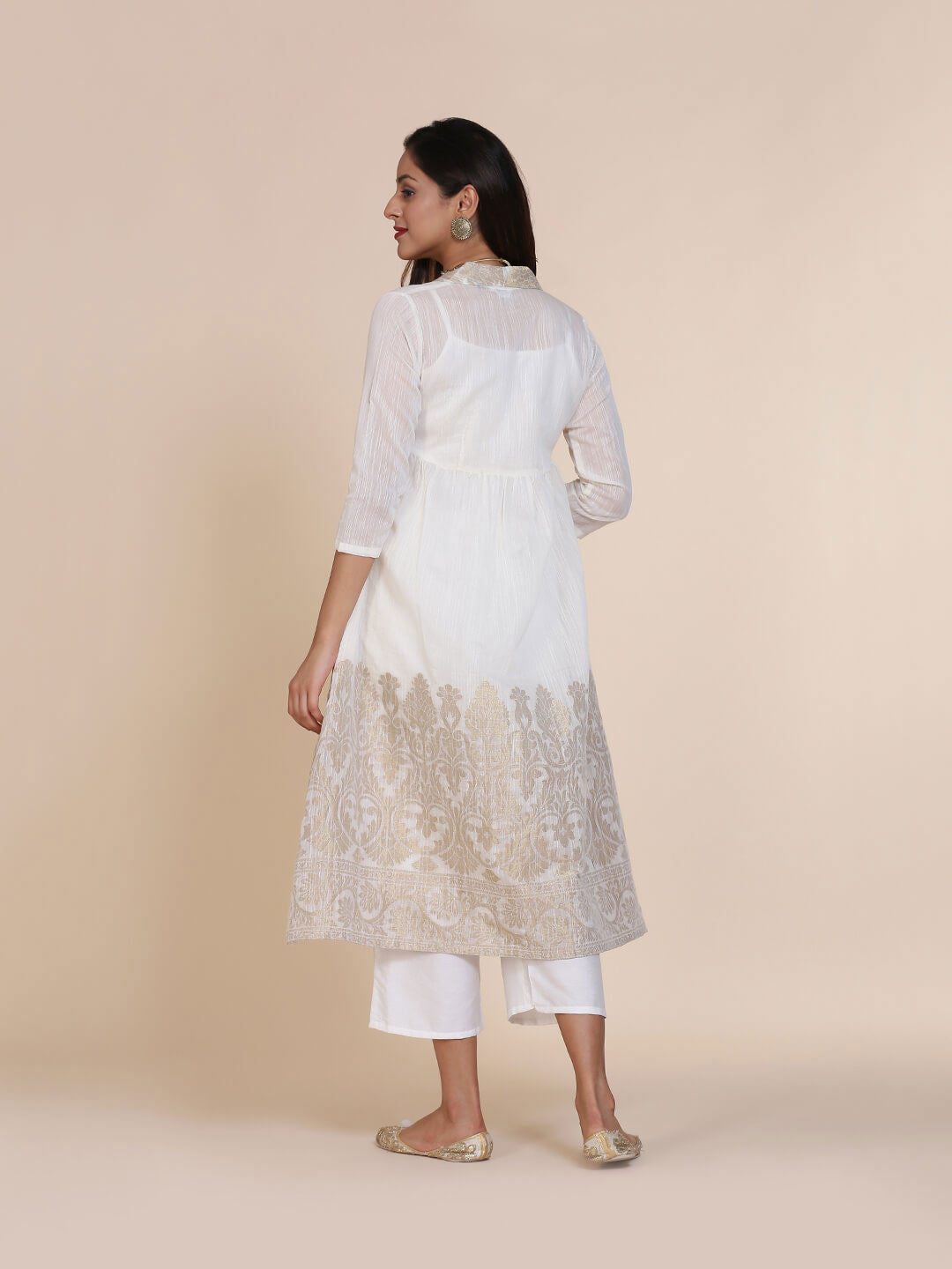 Abhsihti cotton zari baswada jacket with cotton silk slip