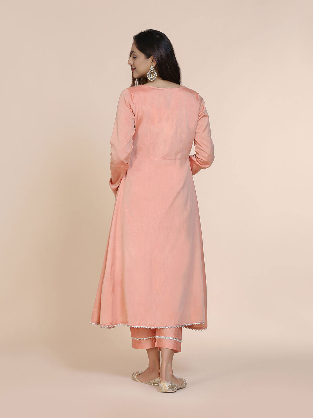 Peach Banarasi Jacket with sleeveless kurta
