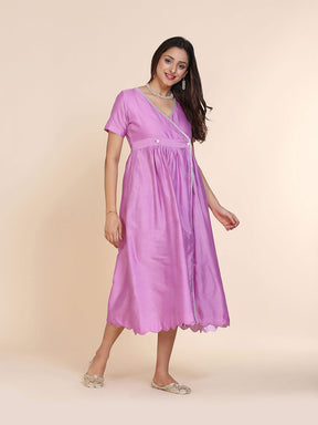 Abhishti cotton silk wrap around dress with elasticated back waist