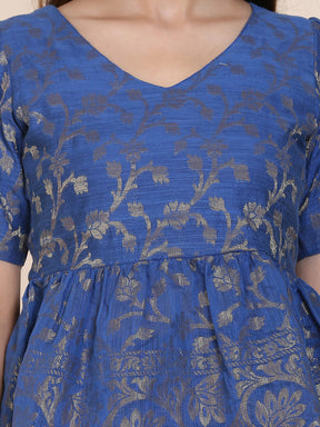 Abhishti cotton zari baswada top with gathered hem
