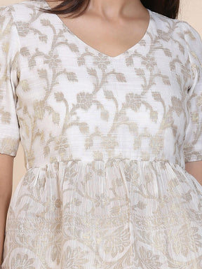 Abhishti cotton zari baswada top with gathered hem