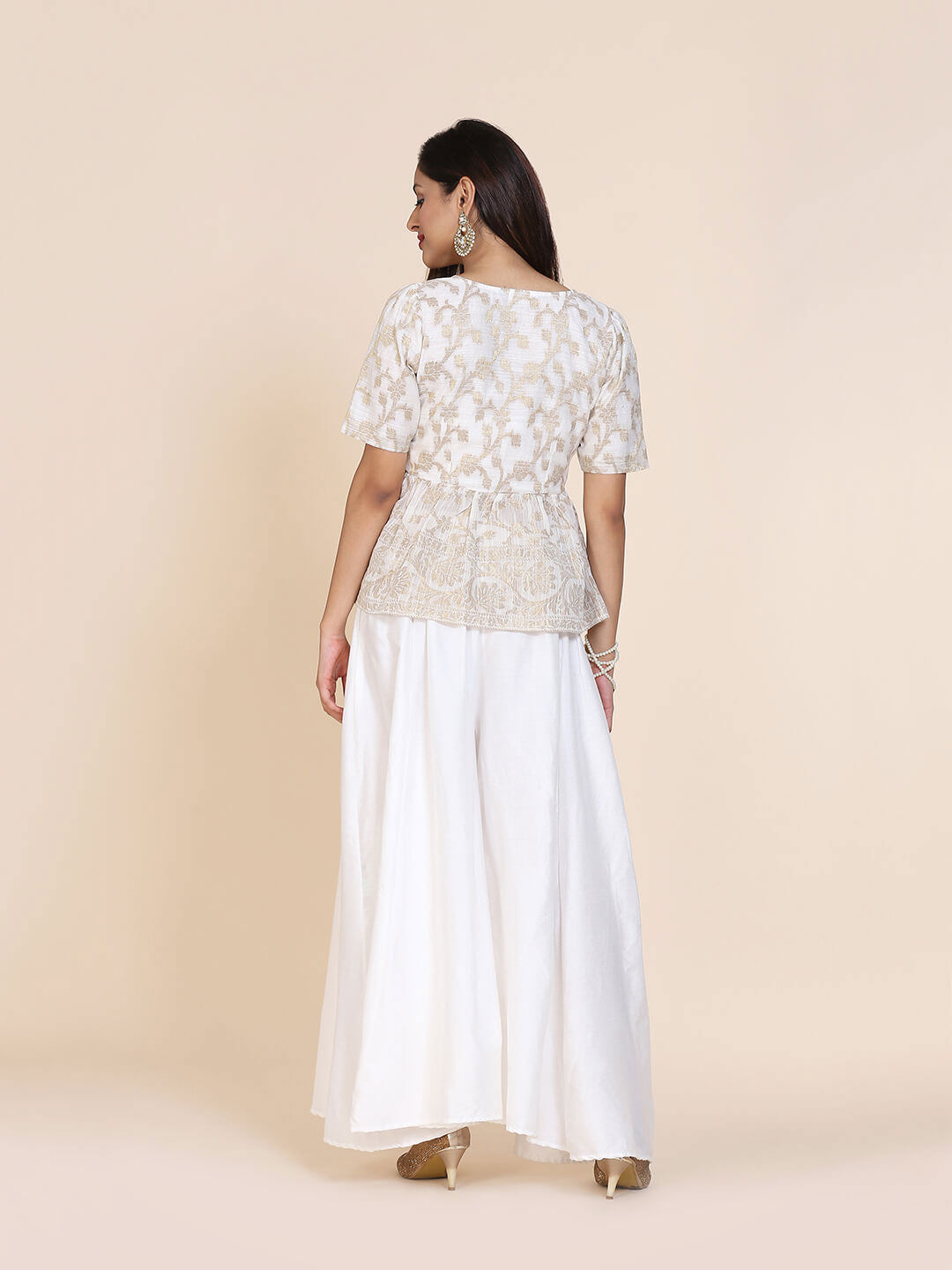 Abhishti cotton zari baswada top with gathered hem