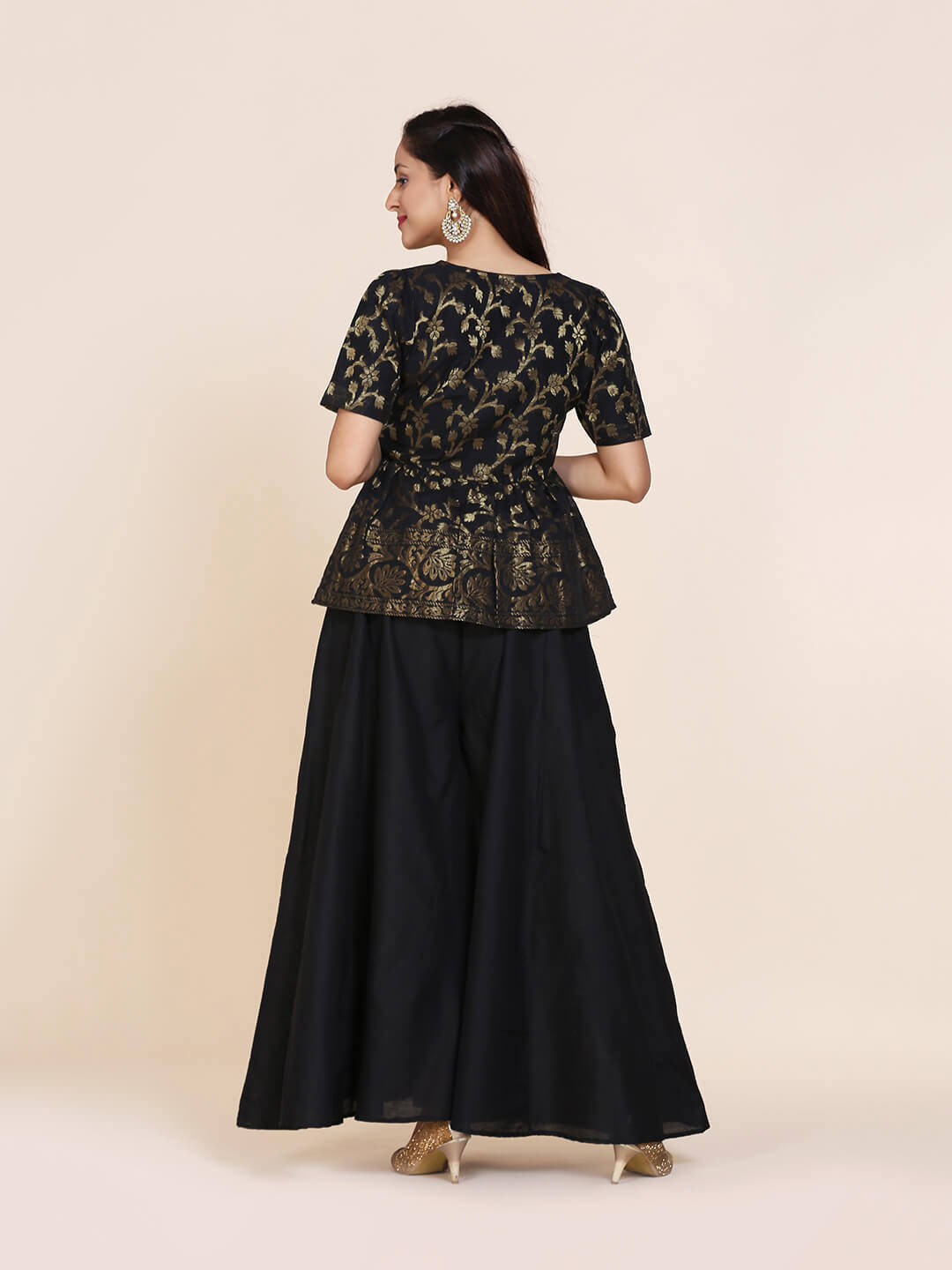 Abhishti cotton zari baswada top with gathered hem