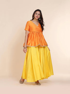 Abhishti cotton silk angrakha style top with contrast tassels