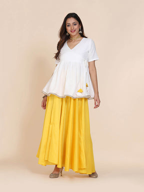 Abhishti cotton silk angrakha style top with contrast tassels