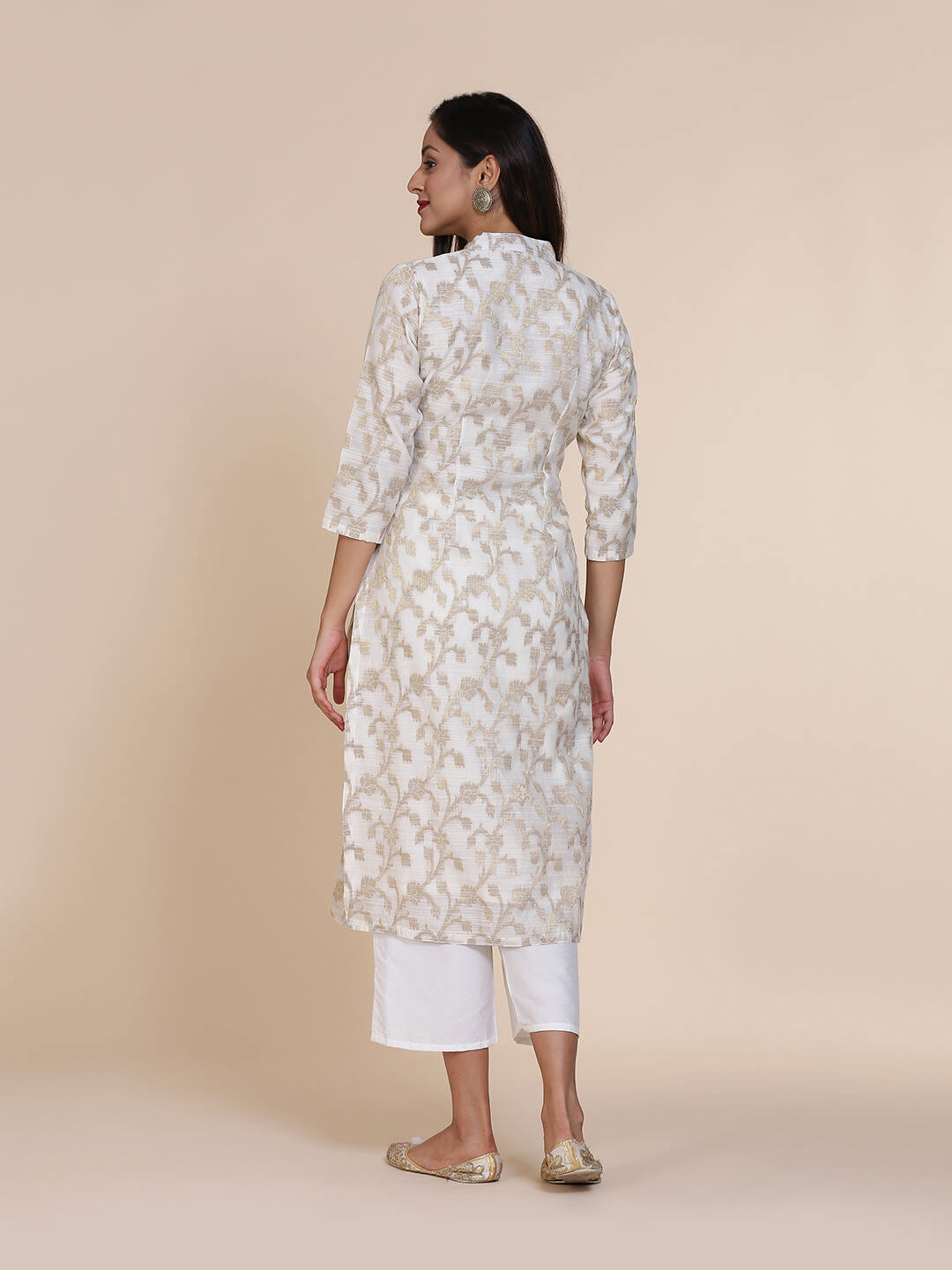 Silver-White Banarasi Zari Sherwani Kurta