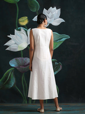 Cotton silk flared dress with pockets