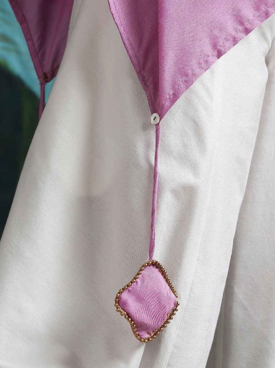 Cotton silk handkerchief hemline top detailed with attached tassels Lilac