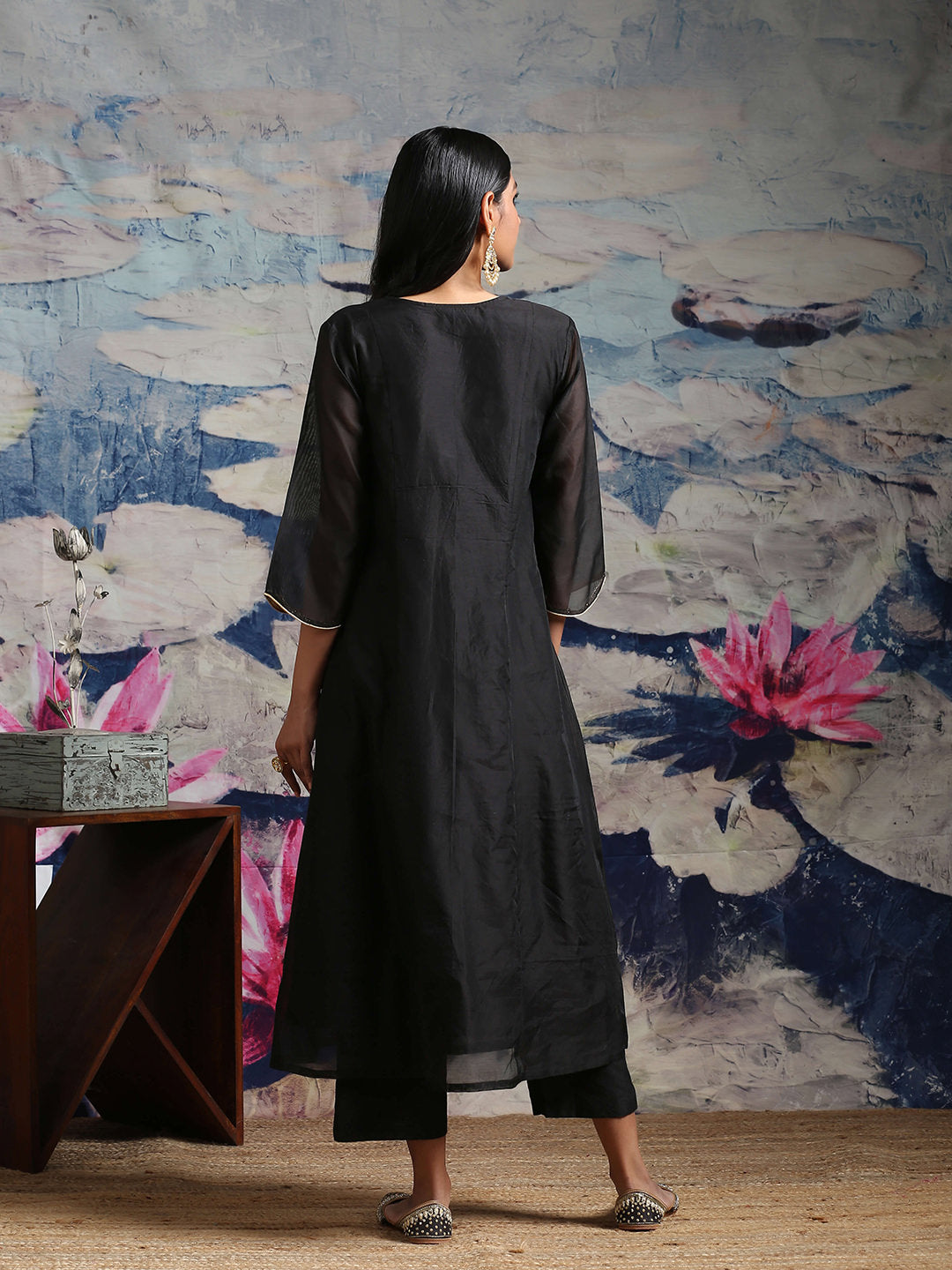 Chandheri panelled kurta with zari baswada yoke