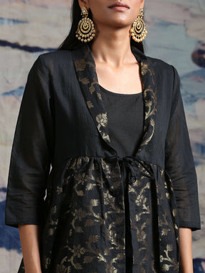 Cotton zari baswada jacket with Cotton silk slip