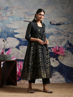 Cotton zari baswada jacket with Cotton silk slip