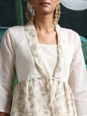 Cotton zari baswada jacket with Cotton silk slip