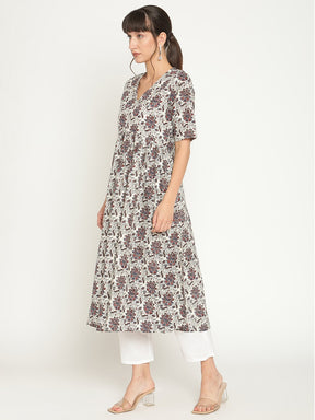 Abhishti U-waistline printed kurta-Multi