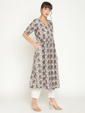 Abhishti U-waistline printed kurta-Multi