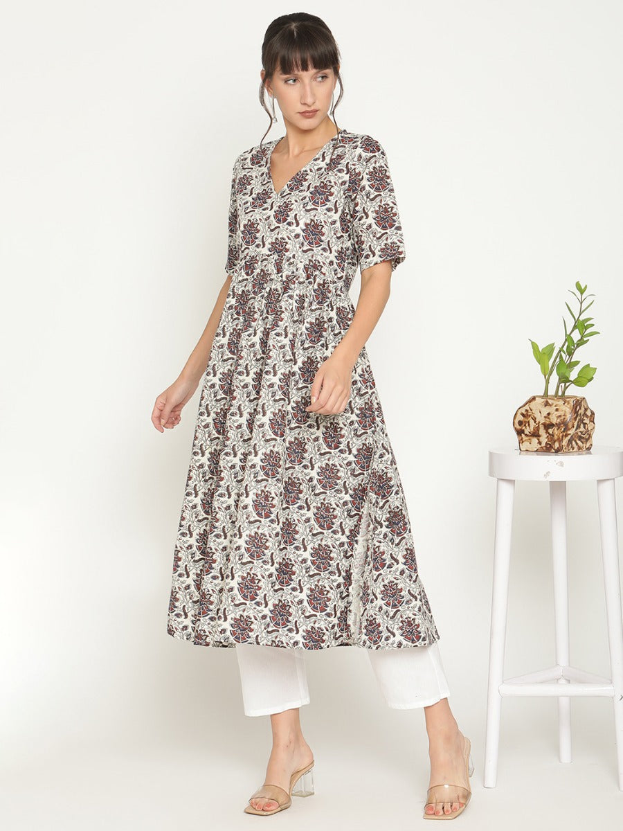 Abhishti U-waistline printed kurta-Multi