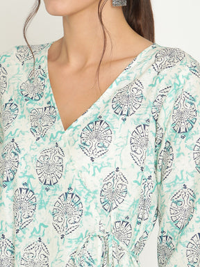 Abhishti printed angrakha kurta with dori tie-up-Multi
