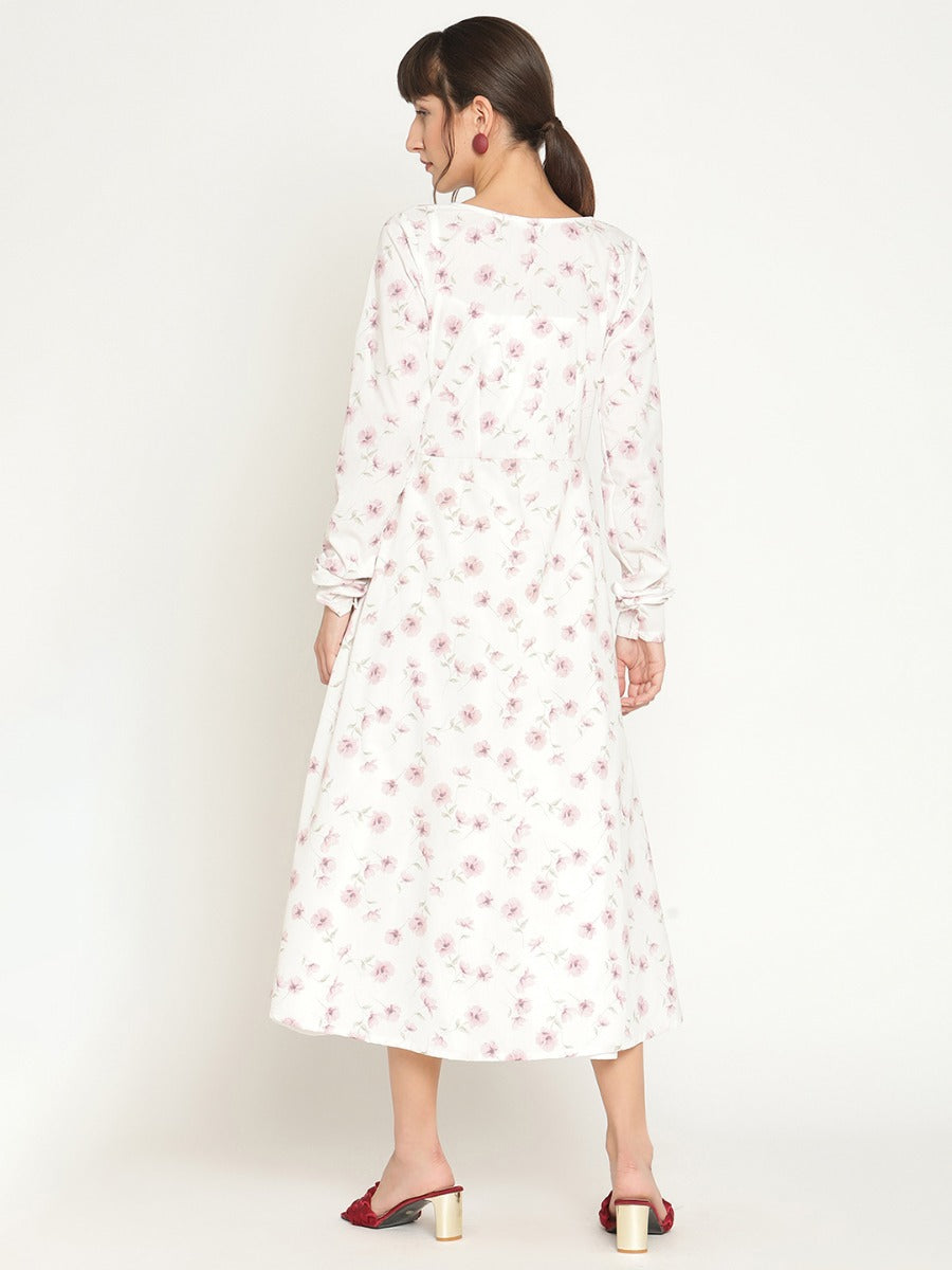 Abhishti floral printed jacket with dori tie-up