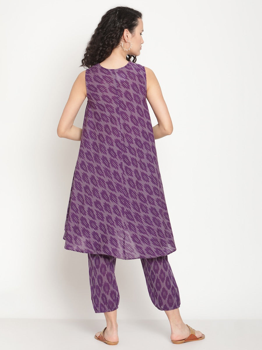 Russian Violet Circular Ikat Kurta