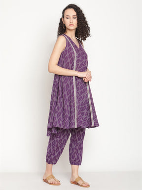 Russian Violet Circular Ikat Kurta