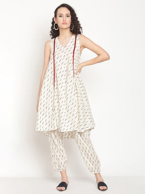 Sandy Fawn Circular Ikat Kurta