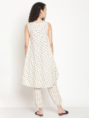 Sandy Fawn Circular Ikat Kurta