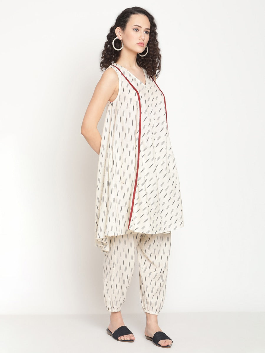 Sandy Fawn Circular Ikat Kurta