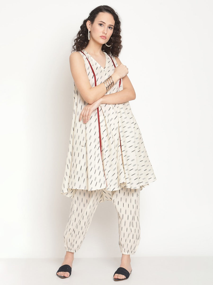 Sandy Fawn Circular Ikat Kurta