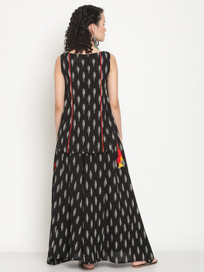 Midnight Black Sleeveless Ikat Tunic