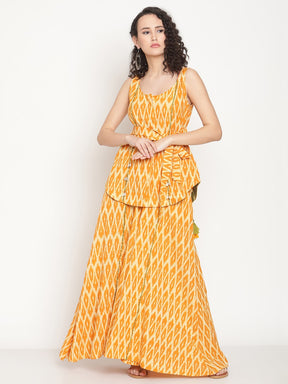 Ochre Yellow Sleeveless Ikat Tunic