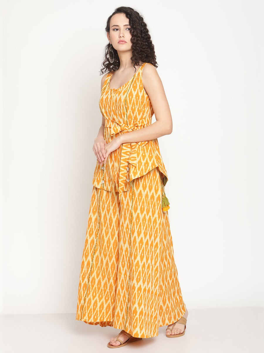 Ochre Yellow Sleeveless Ikat Tunic