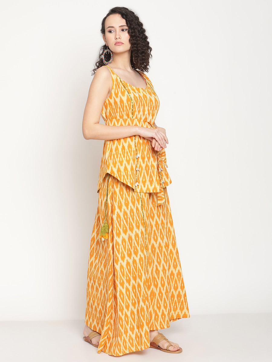 Ochre Yellow Sleeveless Ikat Tunic