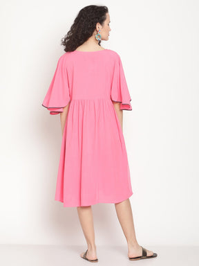 Bubblegum Pink Kimono Sleeves Dress