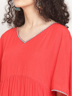 Rust Orange Kimono Sleeves Dress