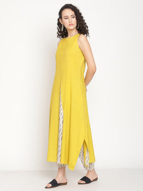 Spring Green Kurta With Circular Ikat Panel