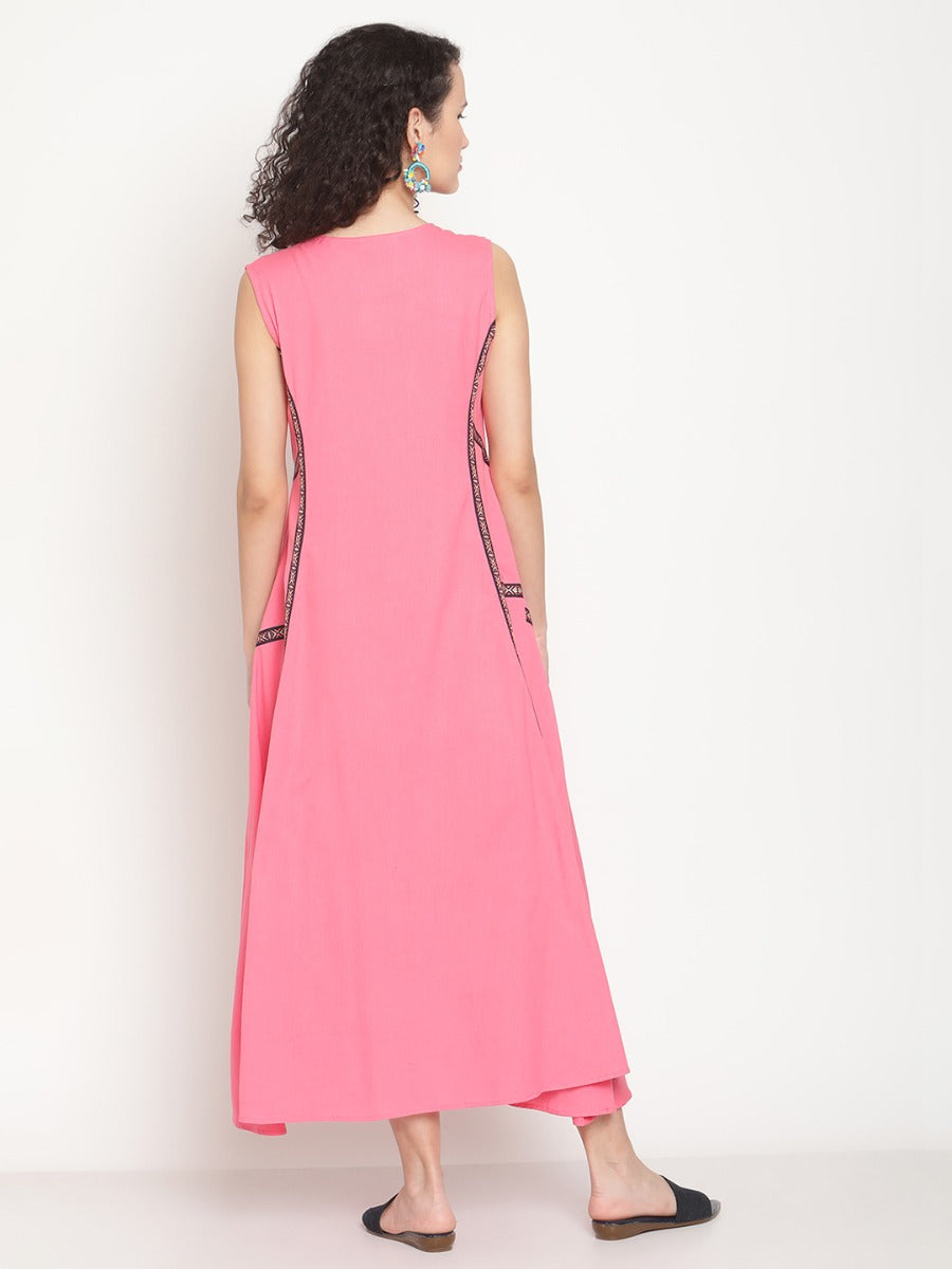 Bubblegum Pink Jacquard Lace Maxi Dress