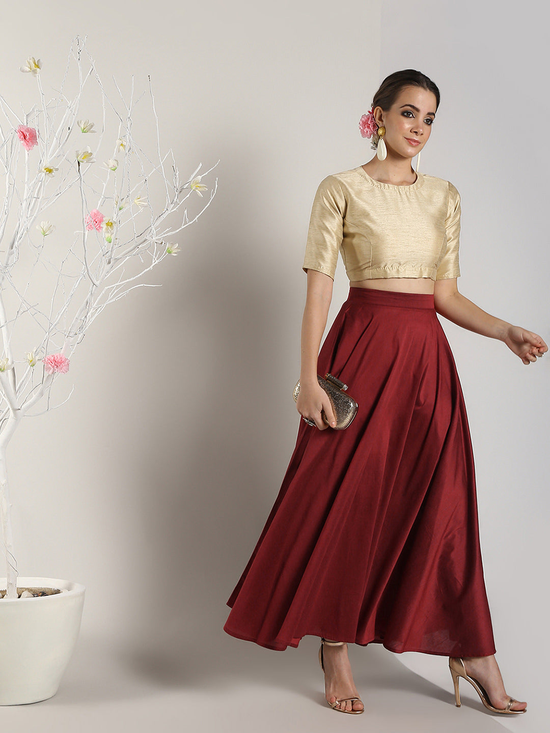 Banarasi Maroon Skirt