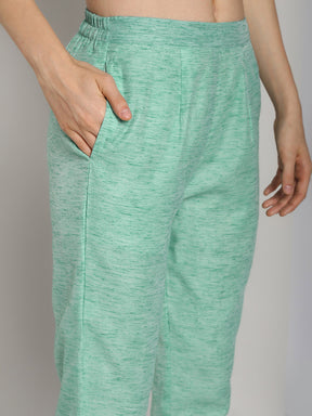 Abhishti Textured Baswada Pants with Curved Hem and piping
