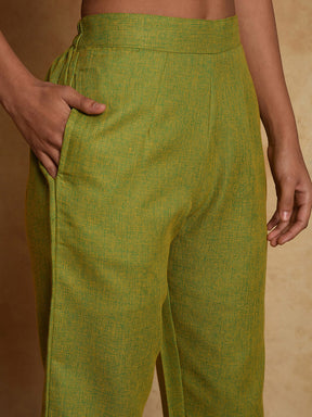 Two tone cotton cropped pants