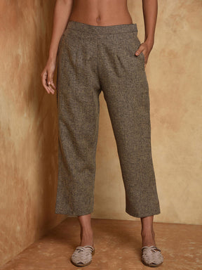 Two tone cotton cropped pants