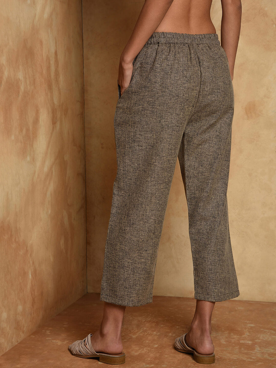 Two tone cotton cropped pants