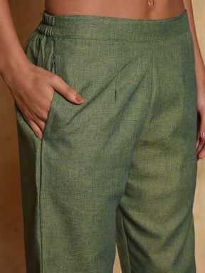 Two tone cotton cropped pants