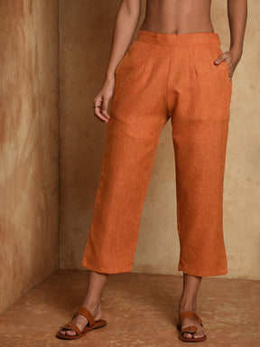 Two tone cotton cropped pants