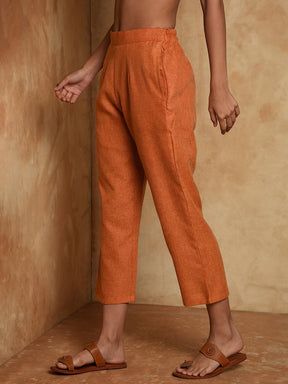 Two tone cotton cropped pants