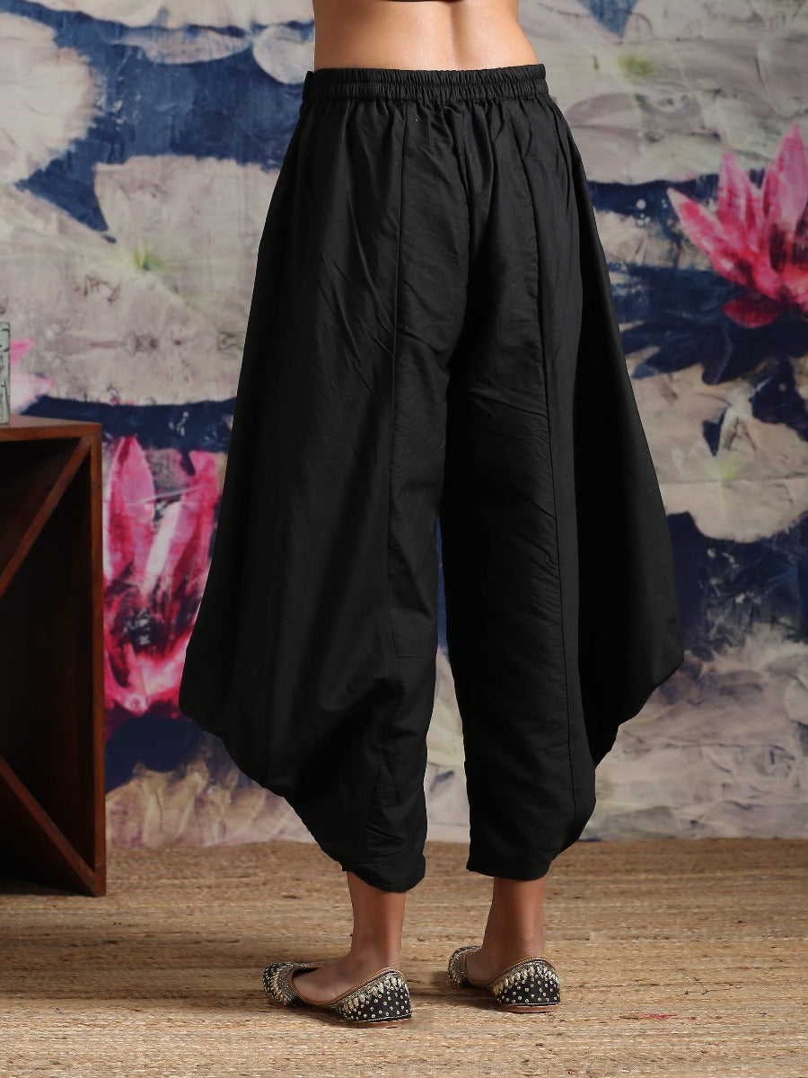 Abhishti cotton silk flared dhoti pants Black