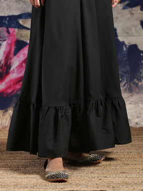Cotton silk skirt with tiered bottom hemline
