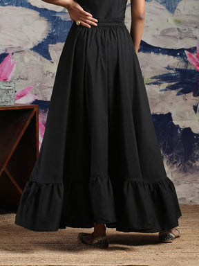 Cotton silk skirt with tiered bottom hemline
