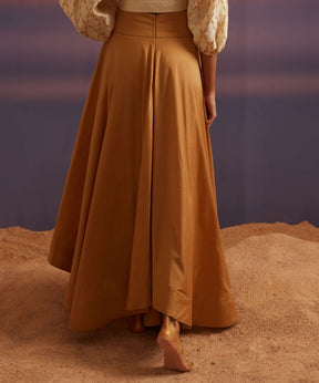Golden Haze Banarasi High-Low Hem Skirt