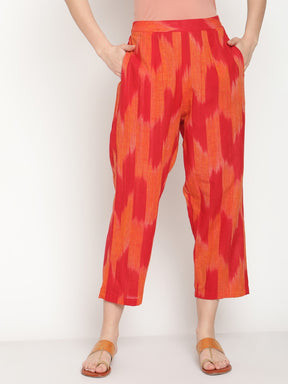 Sunset Orange Kurta Hand-embroidered Details and pants