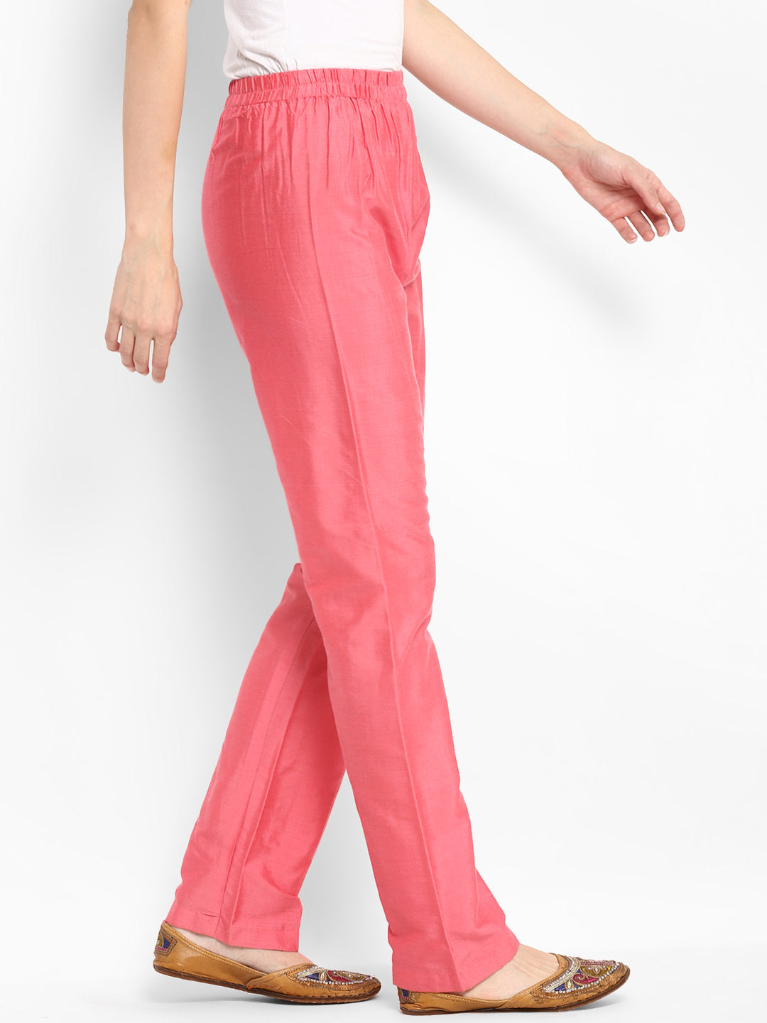 Abhishti Polysilk Pattel Straight Pants with Elattic